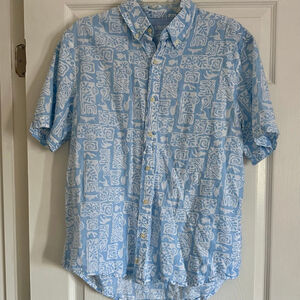 Men's Chaps The Coastland Linen Blend Button Down Shirt L Light Blue White
